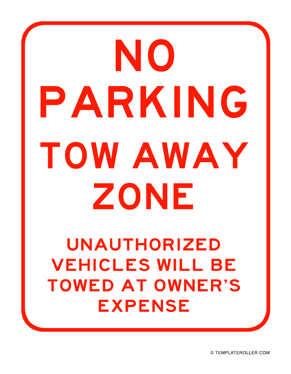 No Parking Sign Template.