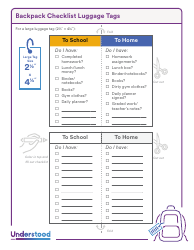 Backpack Checklist Luggage Tag Templates - Understood, Page 2