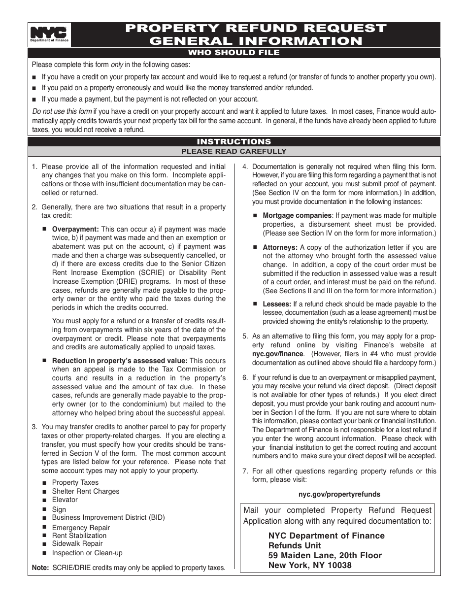 Form REF-01 Property Tax Refund Request - New York City, Page 4