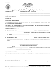 Document preview: Form R-1345 Application by Seafood Processing Facility for Exemption From Louisiana Sales and Use Taxes - Louisiana