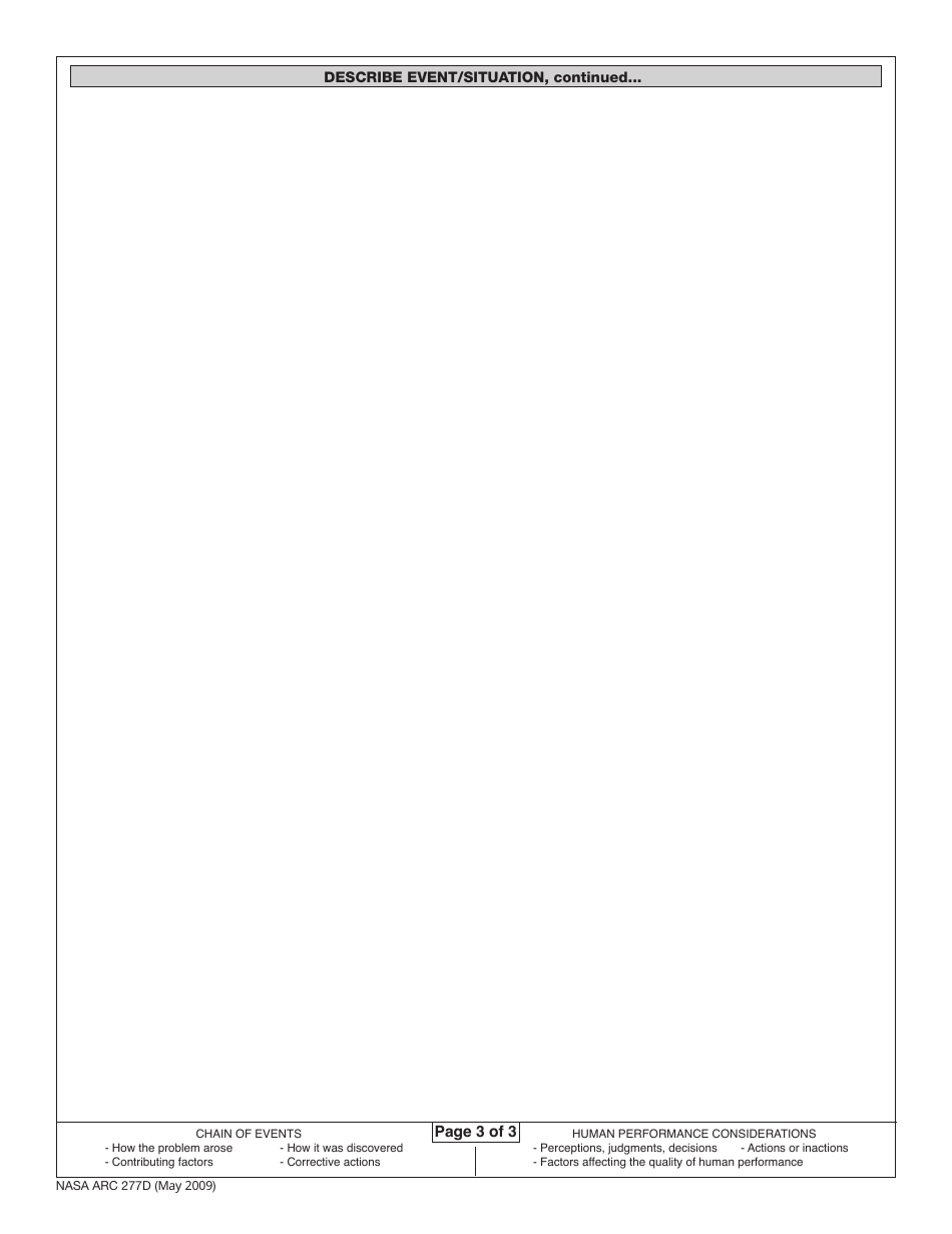 ARC Form 277D Maintenance Form, Page 3