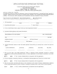 Application for Appraiser Testing - Louisiana