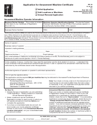 Document preview: Form DR-18 Application for Amusement Machine Certificate - Florida