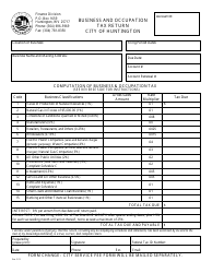 Business and Occupation Tax Return Form - City of Huntington, West Virginia