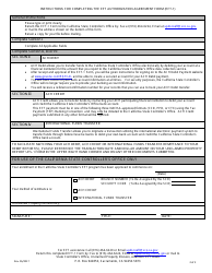 Form EFT-1 Authorization Agreement for Electronic Funds Transfer - California, Page 2