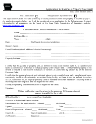 Form 54-024A Application for Business Property Tax Credit - Iowa