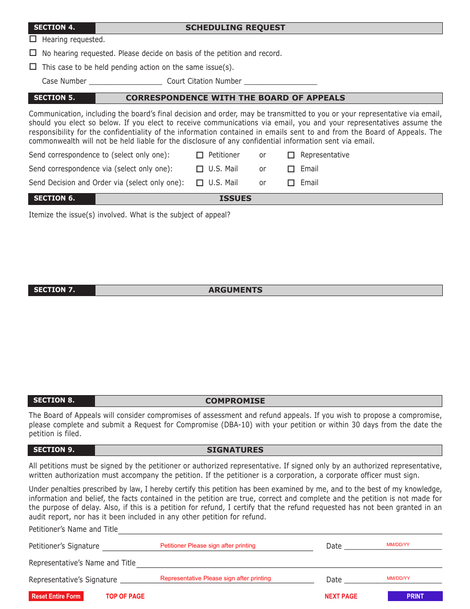 Form REV-65 Board of Appeals Petition Form - Pennsylvania, Page 2