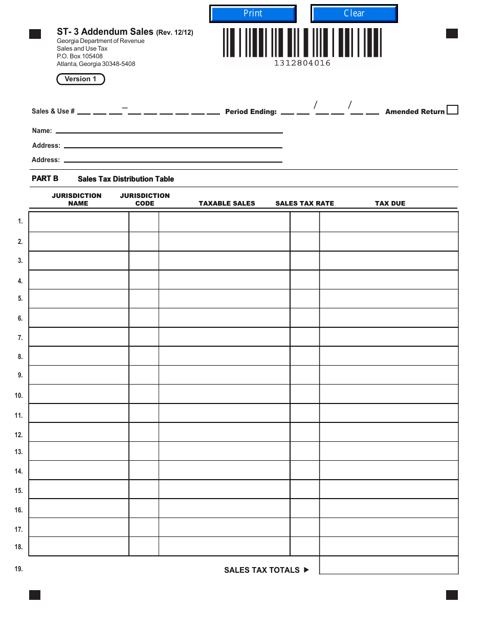 Form ST-3 Sales and Use Tax Return - Georgia (United States), Page 5