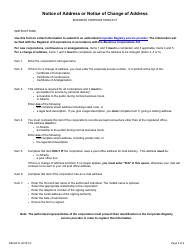 Form REG3016 Notice of Address or Notice of Change of Address - Alberta, Canada, Page 2