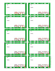 Document preview: Merry Christmas Gift Tag Template - Green Frame