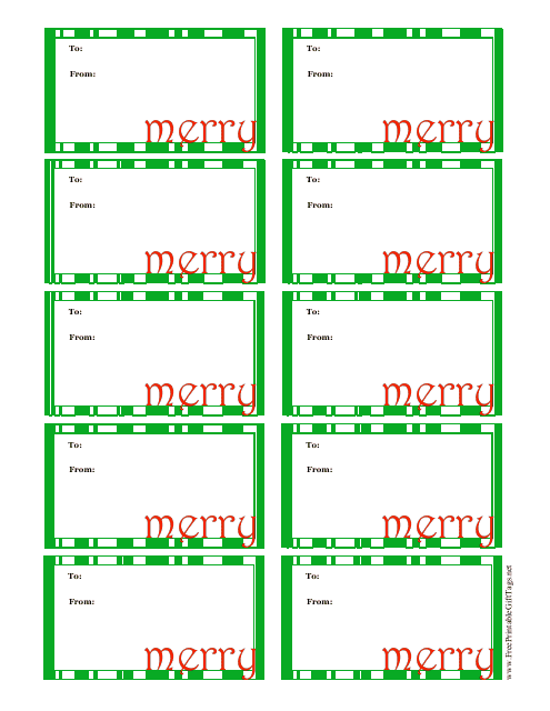 Merry Christmas Gift Tag Template - Green Frame