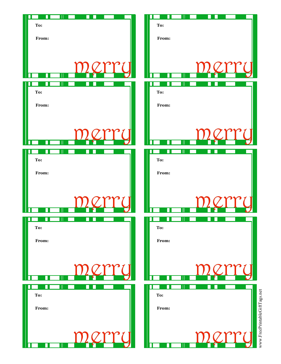 Merry Christmas Gift Tag Template - Green Frame Download Printable PDF ...