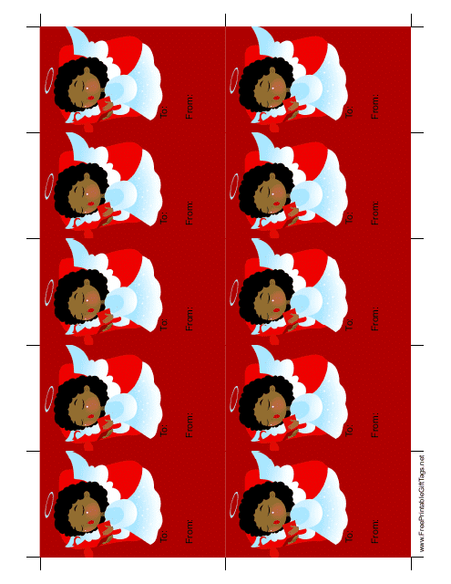 Angel Singing Gift Tag Template - Red