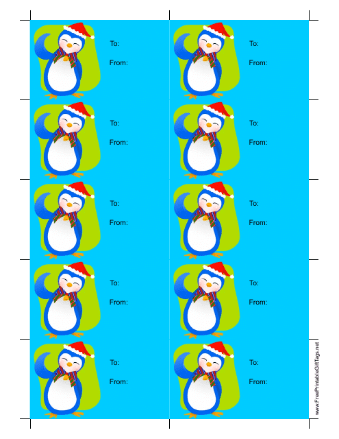 Penguin Gift Tag Template - Blue Background Download Pdf