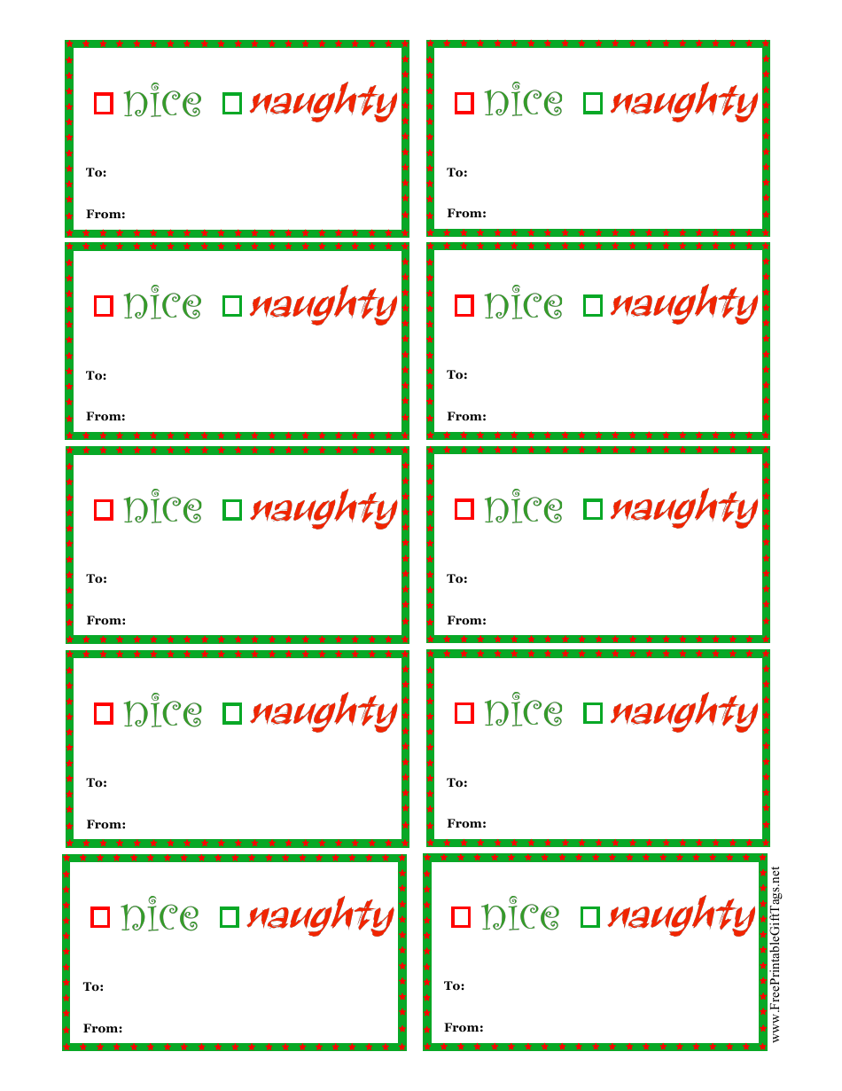 Nice or Naughty Gift Tag Template - Download and Print