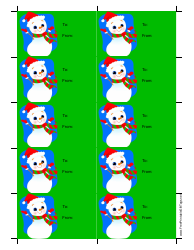 Document preview: Snowman Gift Tag Template - Green Background