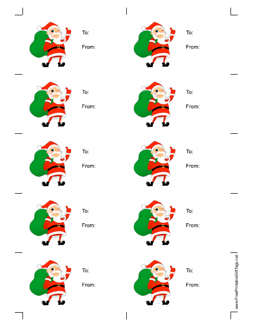 Santa Gift Tag Template - White - Use this Christmas gift tag template