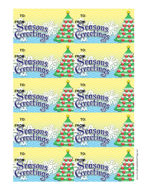 Christmas Tree Gift Tag Template - Seasons Greetings