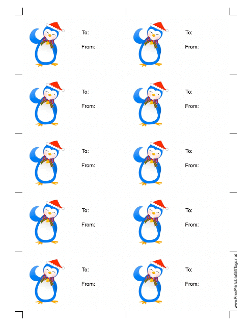 Cute Penguin Gift Tag Template