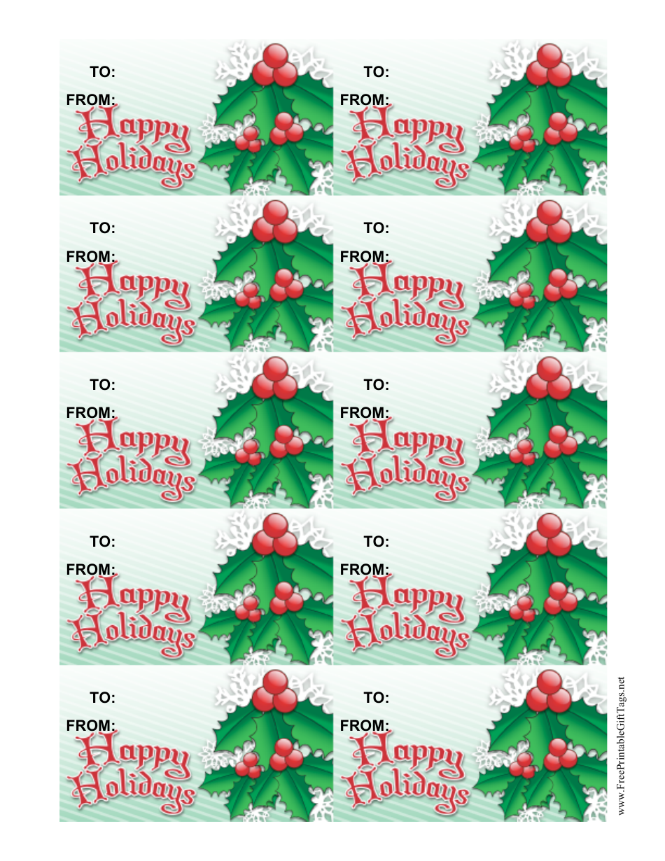 Happy Holidays Gift Tag Template