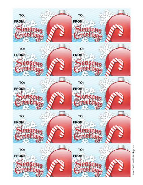 Christmas Candy Cane Gift Tag Template