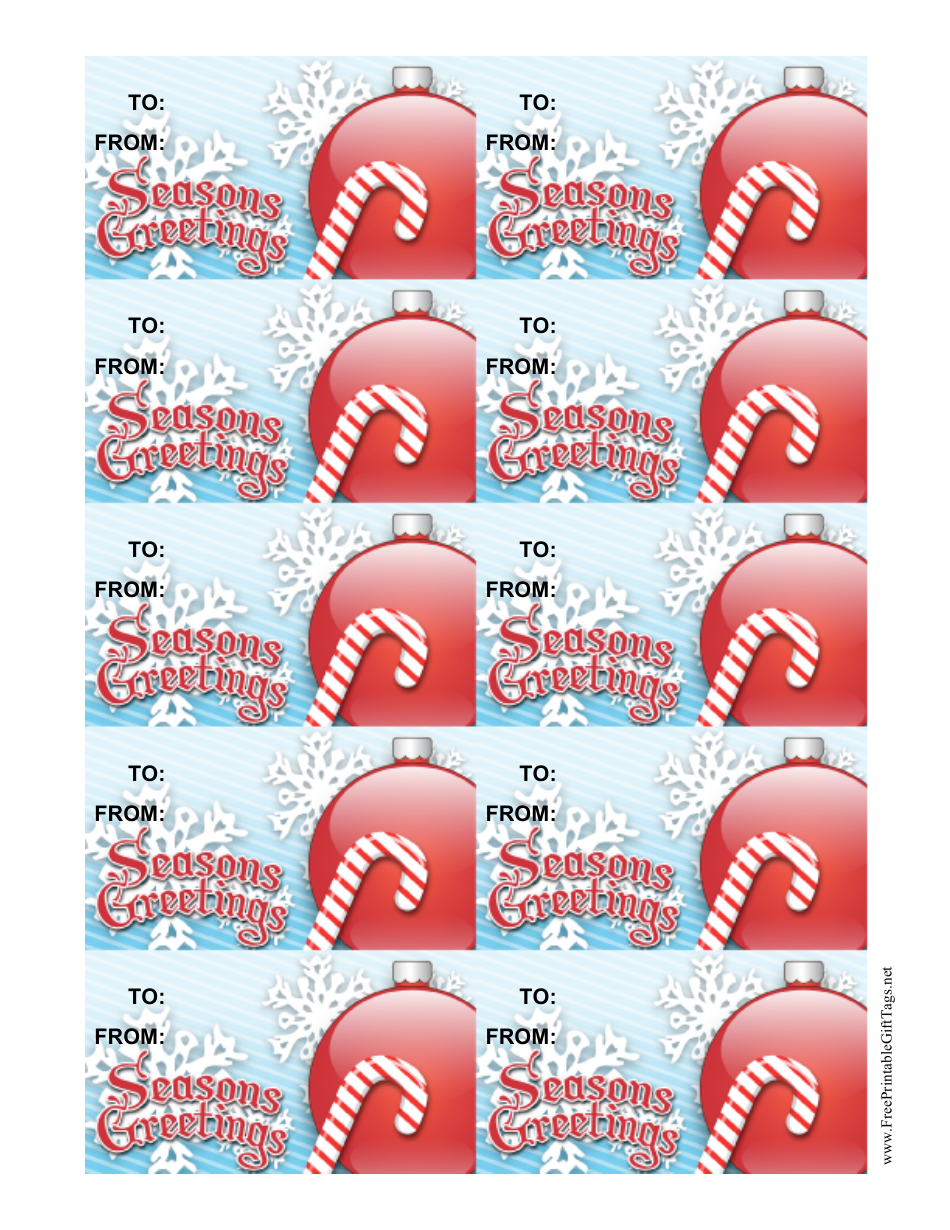 Christmas Candy Cane Gift Tag Template - Free printable holiday gift tag template filled with lighthearted Christmas candy canes design. Easily customize and print for all your gift-giving needs.