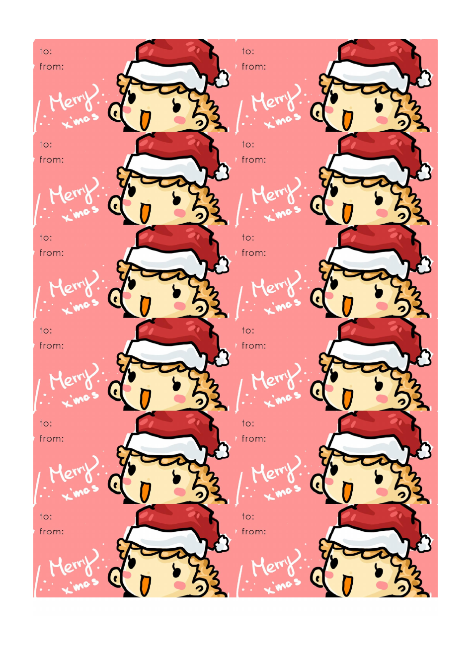 Christmas Boy Gift Tag Template - Red