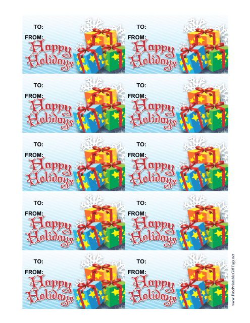 Happy Holidays Gift Tag Template - Presents