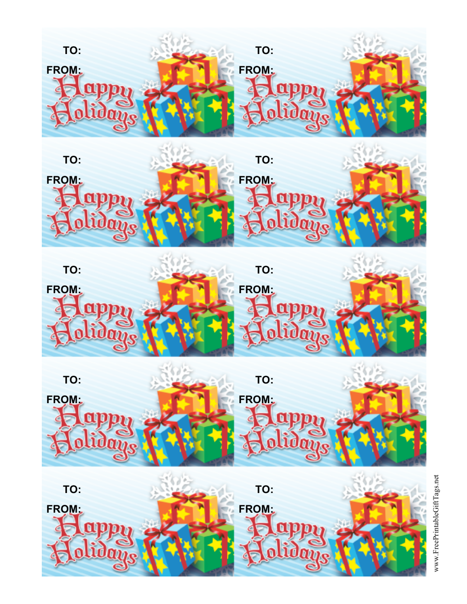 Happy Holidays Gift Tag Template with Presents