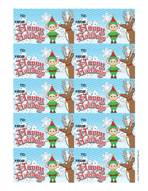 Happy Holidays Gift Tag Template With Deer