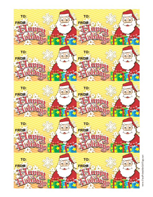 Happy Holidays Gift Tag Template featuring Santa Claus