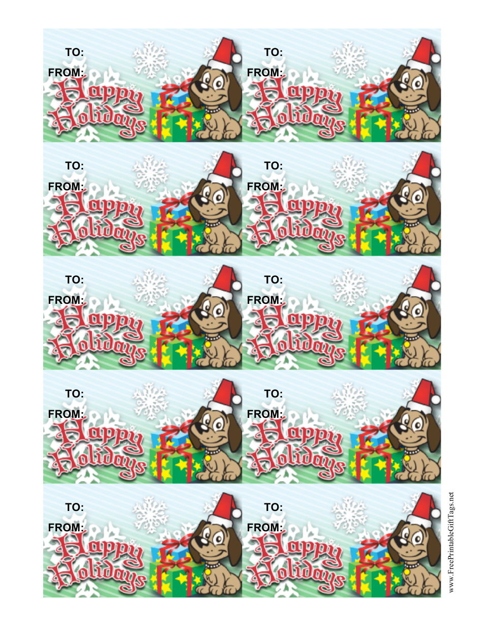 Happy Holidays Gift Tag Template - Dog
