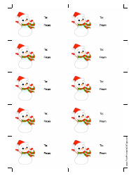 Document preview: Snowman Gift Tag Template