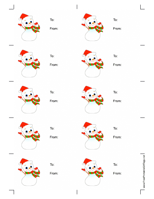 Snowman Gift Tag Template