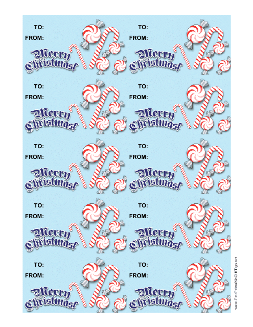 Christmas Candycanes Gift Tag Template