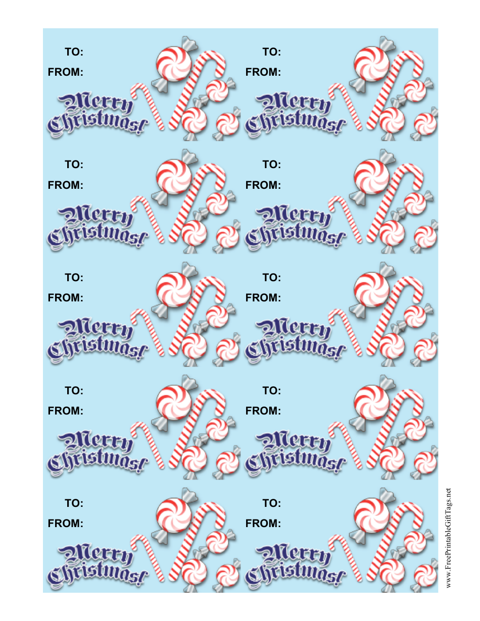 Christmas Candycanes Gift Tag Template Preview
