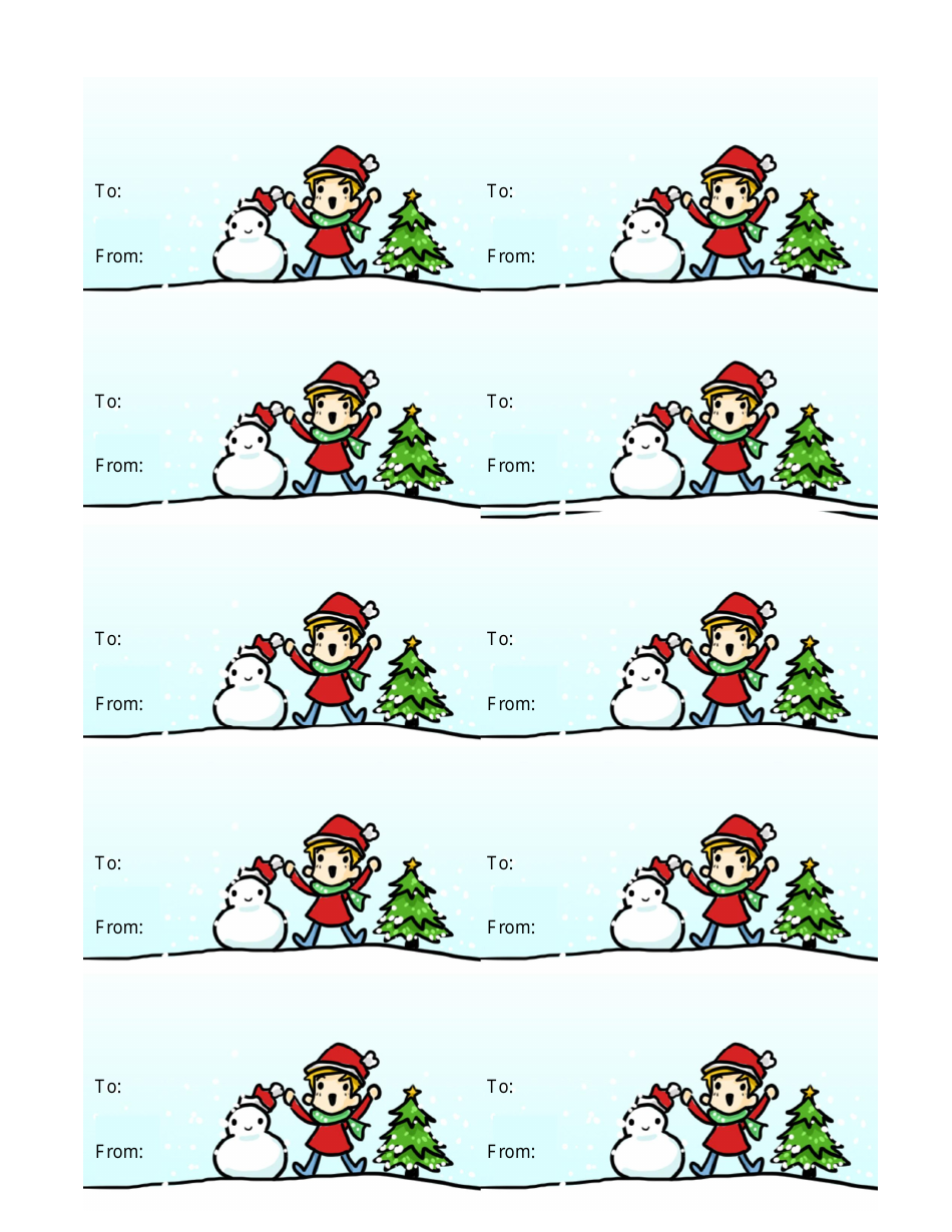 Christmas Gift Tag Template - Boy With Snowman Download Printable PDF ...