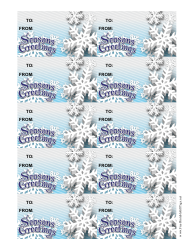 Document preview: Seasons Greetings Gift Tag Template - Snowflakes