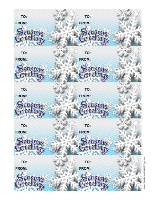 Seasons Greetings Gift Tag Template - Snowflakes