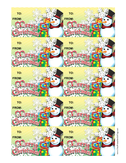 &quot;Christmas Snowman Gift Tag Template&quot; Download Pdf