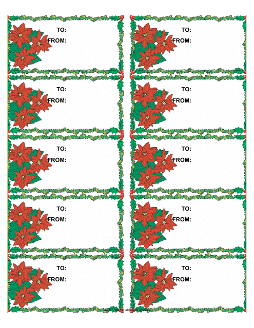 Christmas Holly Gift Tag Template - Flowers
