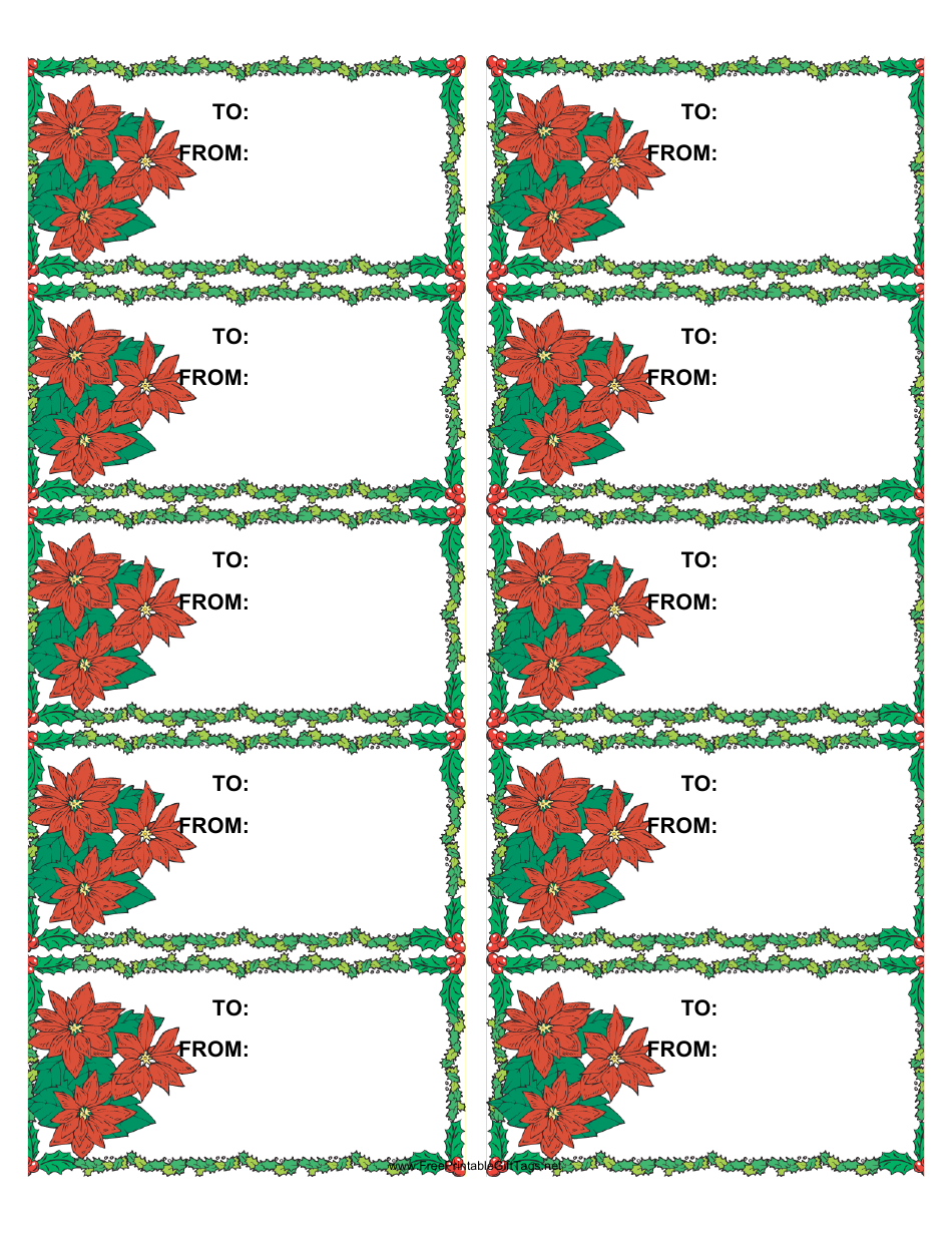 Christmas Holly Gift Tag Template - Flowers Download Printable PDF ...