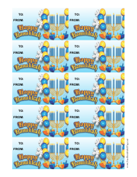 Document preview: Happy Hanukkah Balloons Gift Tag Template
