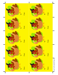 Document preview: Turkey Gift Tag Template - Yellow Background