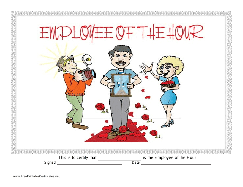 Employee of the Hour Certificate Template - Man