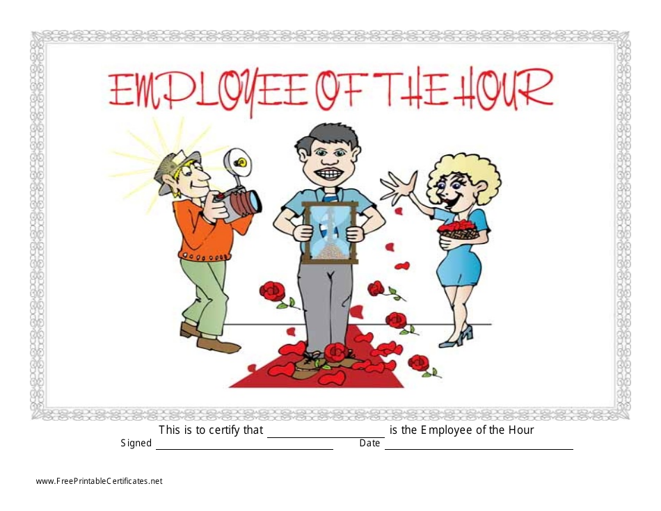 Employee of the Hour Certificate Template Man Fill Out Sign Online