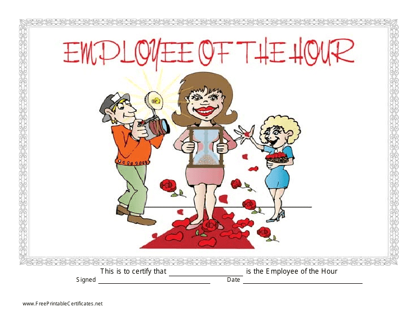 &quot;Employee of the Hour Certificate Template&quot; Download Pdf