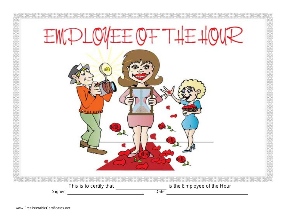 Employee of the Hour Certificate Template - Woman, Page 1