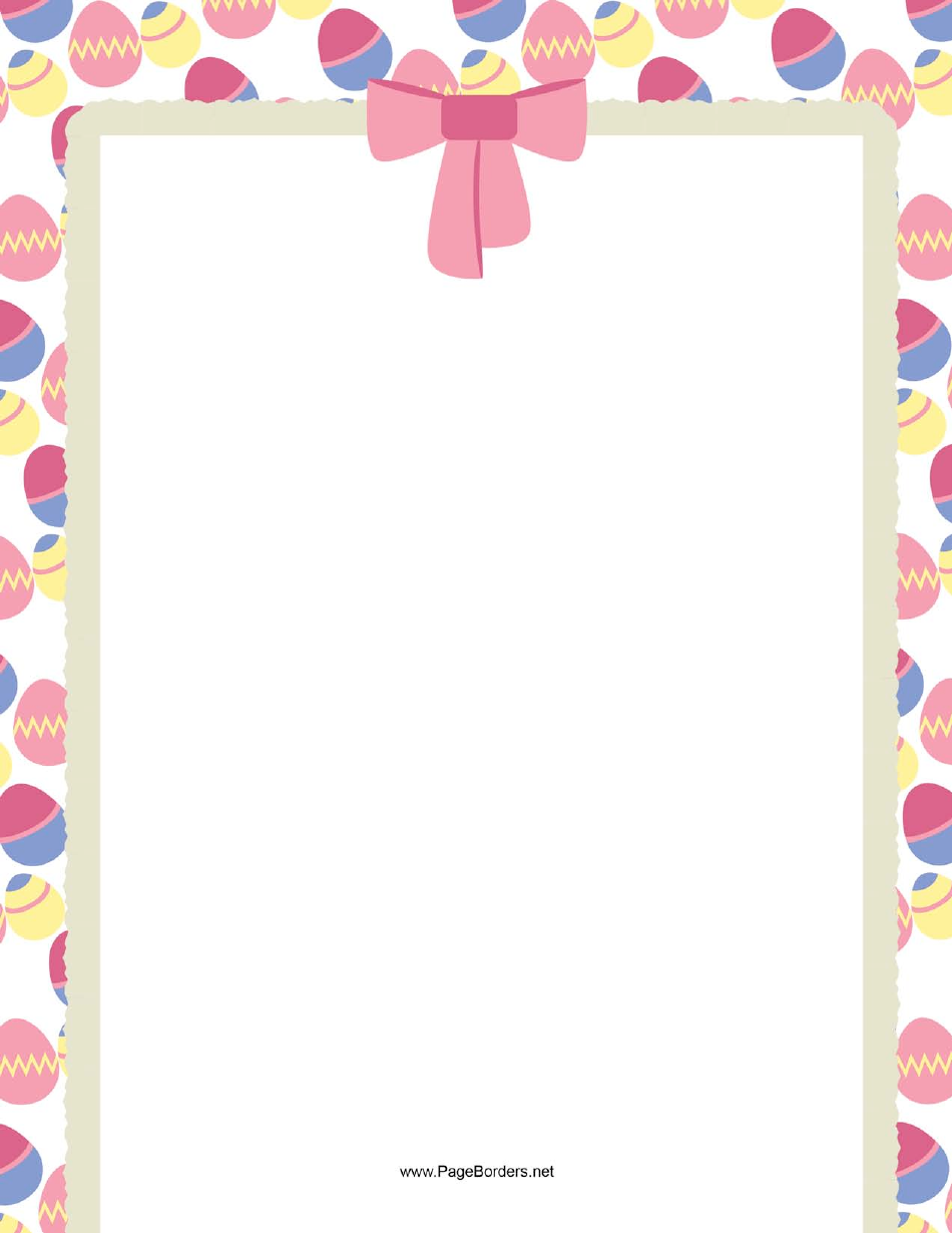 Easter Eggs and Bow Page Border Template - A festive and eye-catching page border template adorned with beautifully decorated Easter eggs and a charming bow. Perfect for adding a touch of elegance to your Easter-related documents, such as invitations, greeting cards, flyers, and more.