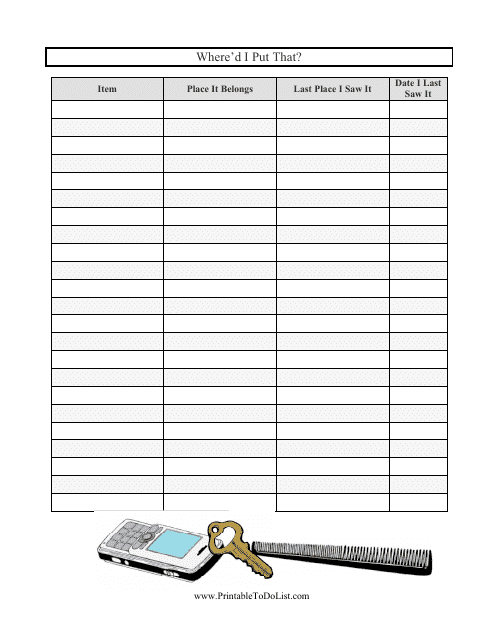 &quot;Items Inventory List Template&quot; Download Pdf